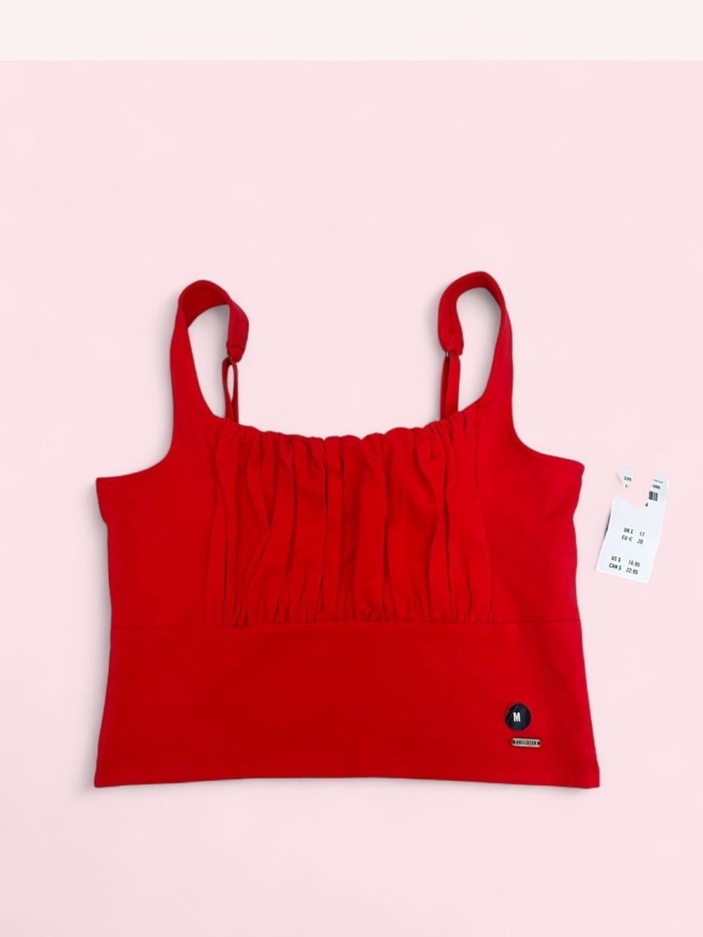 Hollister Red Ruched Square-Neck Crop Tank